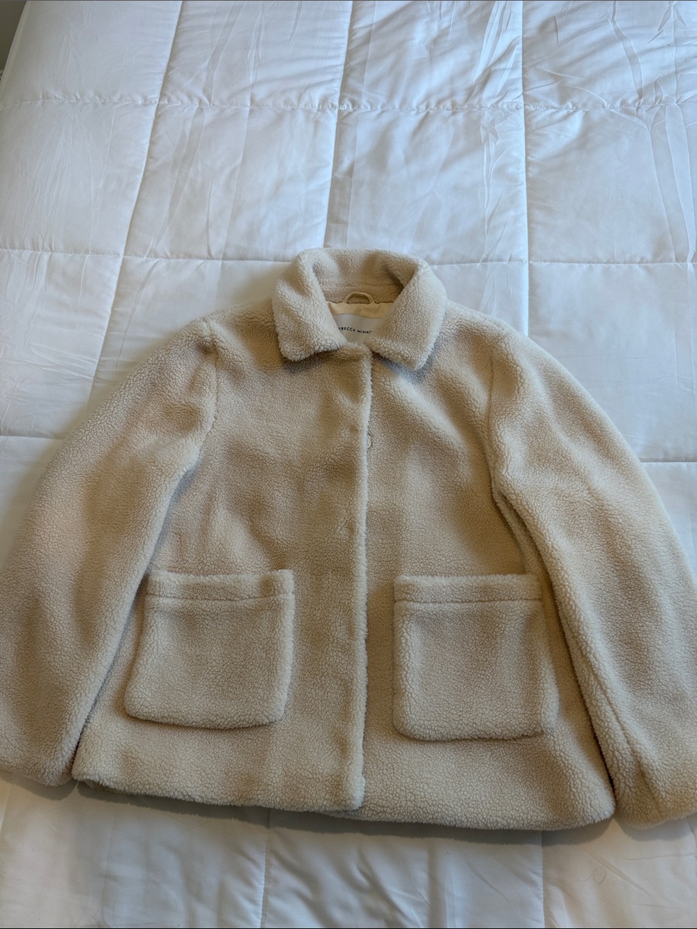 Rebecca Minkoff Cream Faux Shearling Off White Teddy Jacket XL